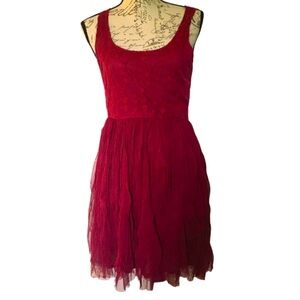 Altar’d State Floral Lace Mini Red Dress